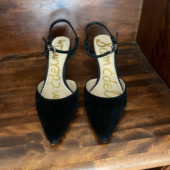 Sam Edelman Javin Women's Black Suede Mary Jane Pointed Toe Pumps 8 - Picture 1 of 7